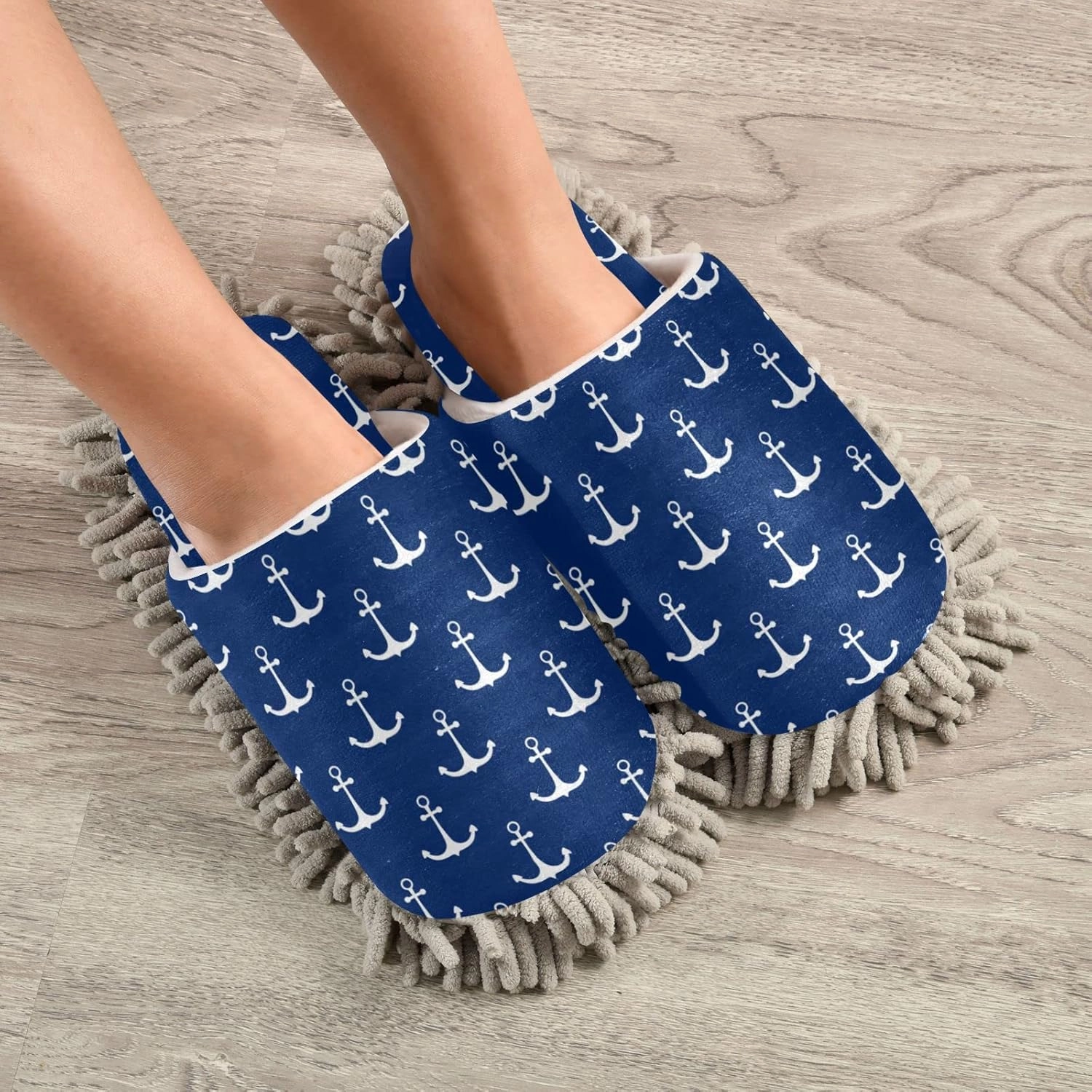 Fisyme Mop Slippers Soft Washable Microfiber Super Chenille Mopping House Home Shoes Mop Slippers for Floor Cleaning