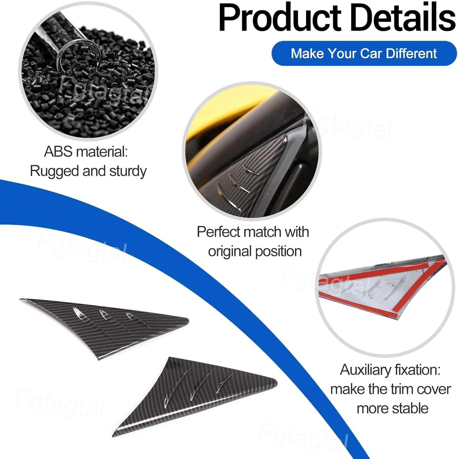 Fit for Toyota Supra GR A90 A91 MK5 2019-2024 ABS Rearview Mirror Side Spoiler Trim Cover Stickers, Channel The Car Air, Reduce The Wind Noise Inside The Car, 2PCS(Carbon Fiber Pattern Black)