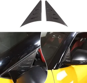 Fit for Toyota Supra GR A90 A91 MK5 2019-2024 ABS Rearview Mirror Side Spoiler Trim Cover Stickers, Channel The Car Air, Reduce The Wind Noise Inside The Car, 2PCS(Carbon Fiber Pattern Black)