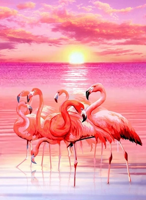 Flamingo Sunset Animal Puzzle- Pink Flamingo Beach -500 Pieces Gradient Magic Colorful Puzzle for Adult,Challenge Puzzle Family Fun Game Decompressing Toys Kids Gift
