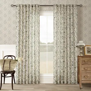 Floral Linen Curtains 84 Inch Length for Living Room Charcoal Green Black Plant Flower Patterned Curtains Printed Vintage Rustic Farmhouse Country Shabby Chic Bedroom Drapes 84 Inches Long