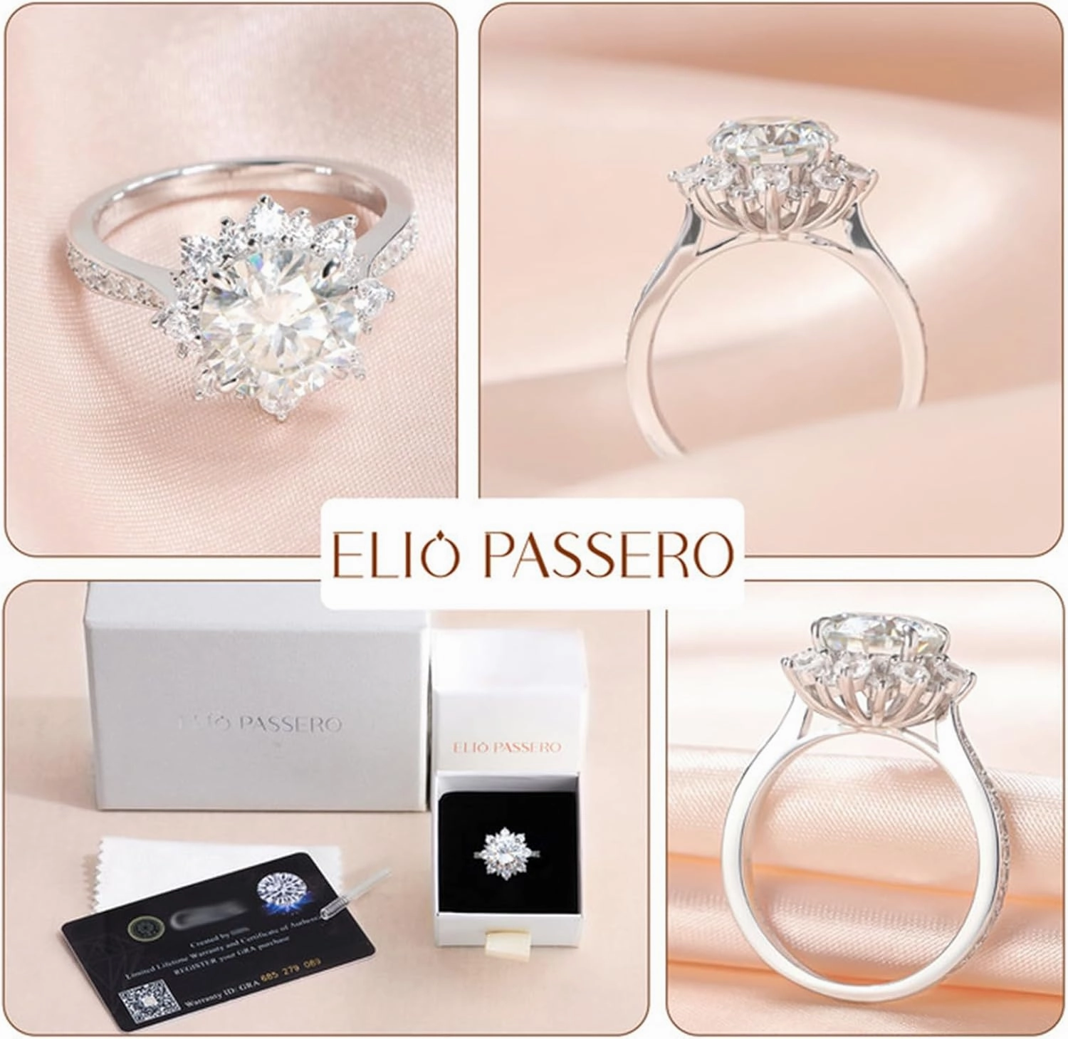 Flower Moissanite Engagement Rings for Women.Women's 925 Sterling Silver Big Flower Shaped Engagement Moissanite Ring,D Color VVS1 Wedding Bands Moissanite Halo Rings 0.5/1.5/2/3CT
