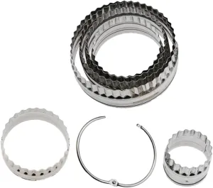 Fluted Round Cookie Cutters Set 6 Pcs Stainless Steel for Baking Biscuits Cookies and Pops