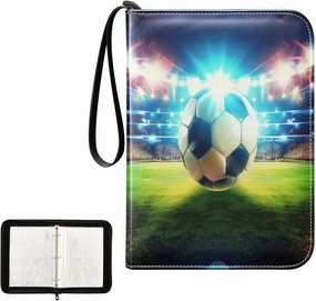 Football Field Soccer Lighting Card Binder 4 Pocket, Trading Card Holder Fits 400 Game Cards with 50 Removable Sleeves, MTG Card Case Standard Size