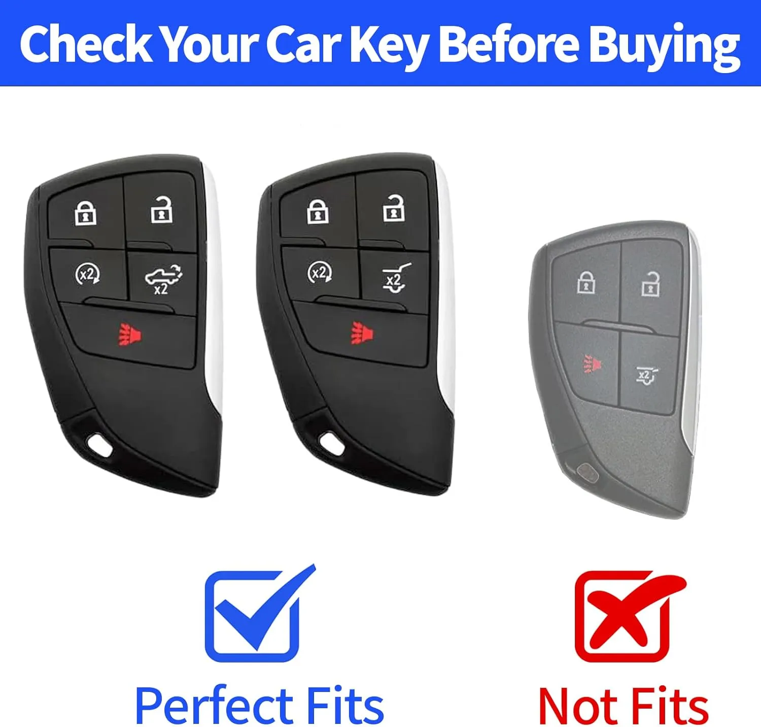 for Chevy Key Fob Cover with Leather Keychain Soft TPU Key Case Shell Holder Fits for Chevrolet 2021 2022 2023 2024 Suburban Tahoe Silverado 1500, for GMC Yukon Sierra 5 Button (A Gray)