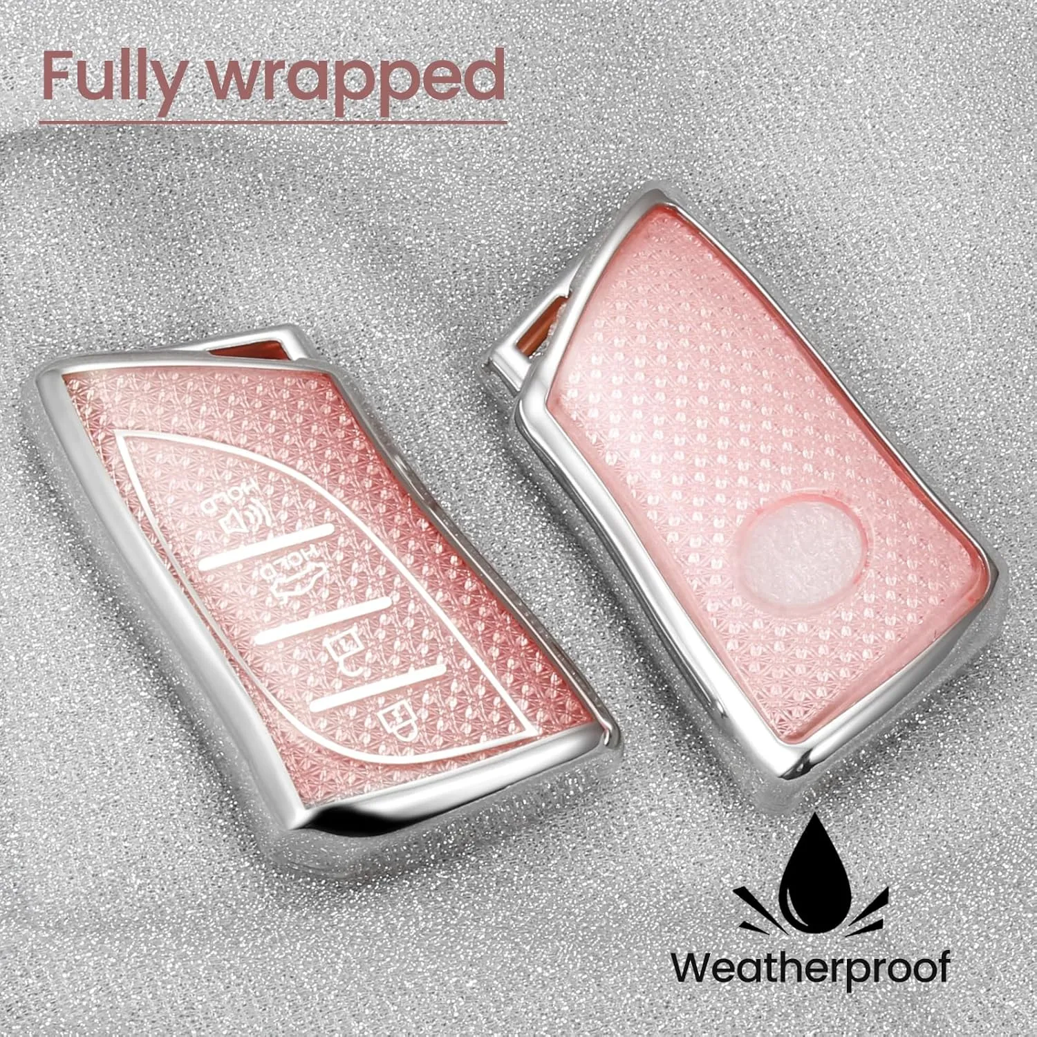 for Lexus Key Fob Cover with Fashionable Zirconia Wristlet KeyChain, Enchanting Diamond Patterns Soft Case for Lexus ES LC LS (2018-2022), (4 buttons) Fob Shell (Pink, B)