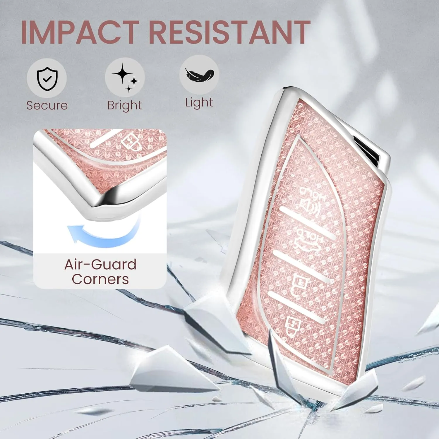 for Lexus Key Fob Cover with Fashionable Zirconia Wristlet KeyChain, Enchanting Diamond Patterns Soft Case for Lexus ES LC LS (2018-2022), (4 buttons) Fob Shell (Pink, B)