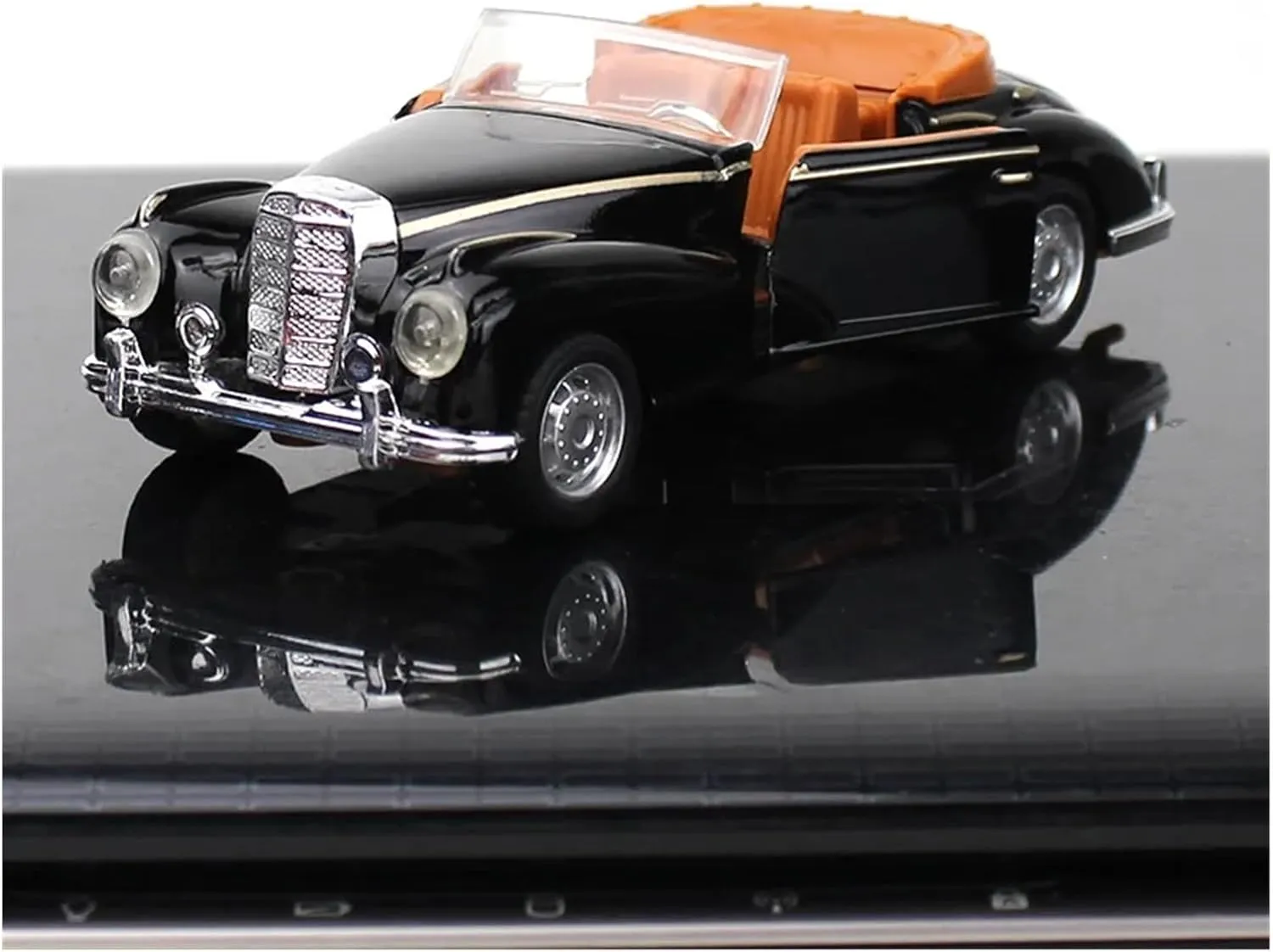 for Retro Convertible Vintage Car Diecast Alloy Mini Model Metal Toy Vehicle Simulation Ornaments Small Car 1:32(Black-with Soft top)