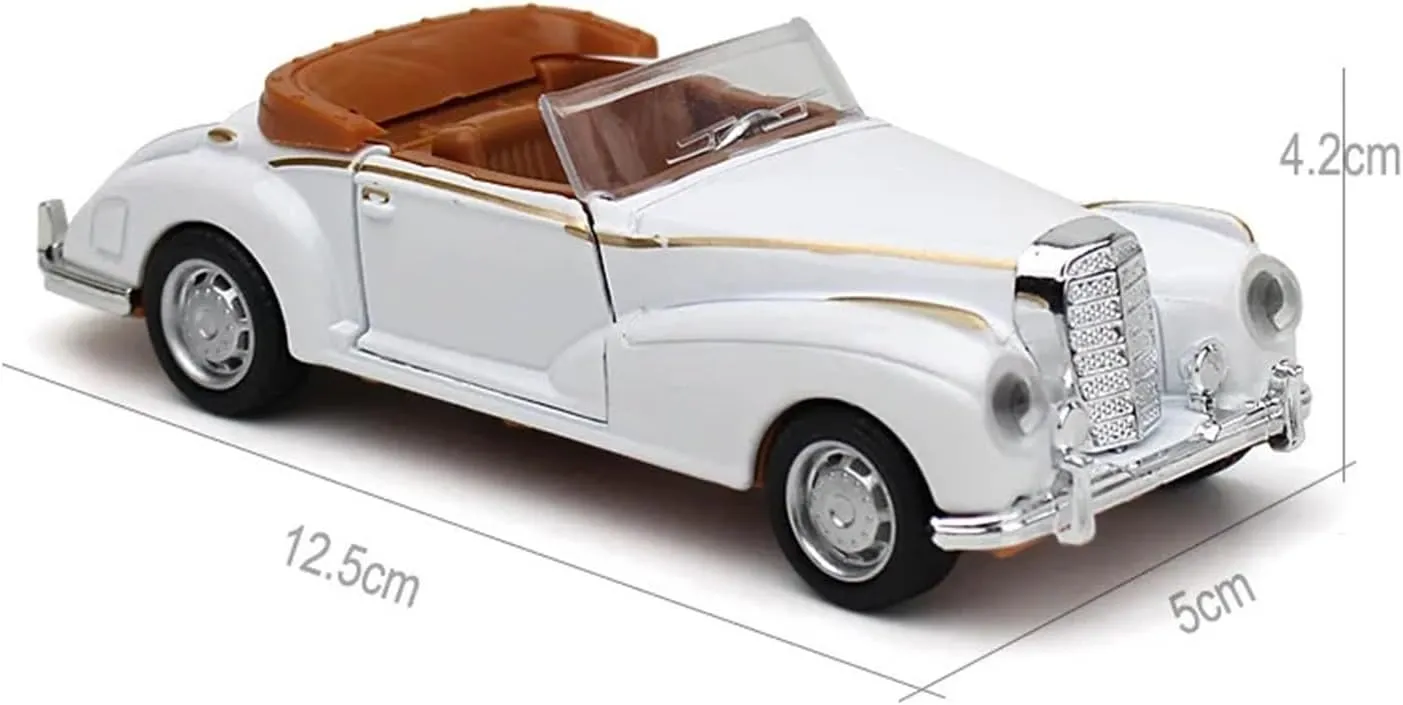 for Retro Convertible Vintage Car Diecast Alloy Mini Model Metal Toy Vehicle Simulation Ornaments Small Car 1:32(Black-with Soft top)