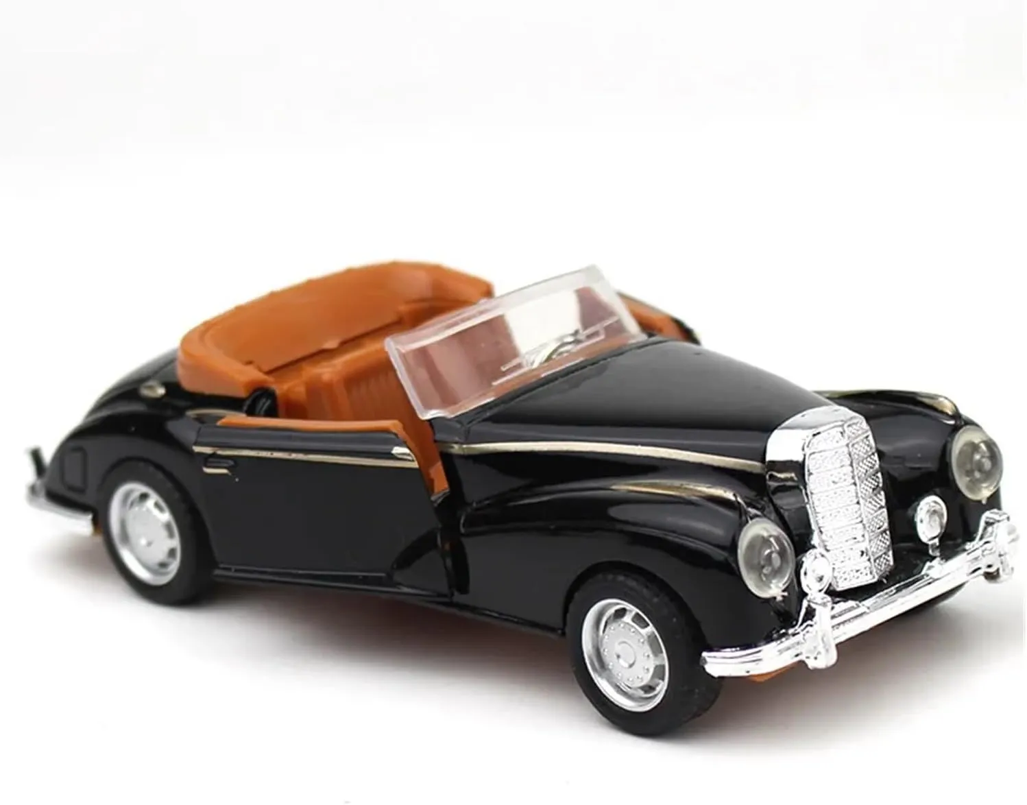 for Retro Convertible Vintage Car Diecast Alloy Mini Model Metal Toy Vehicle Simulation Ornaments Small Car 1:32(Black-with Soft top)