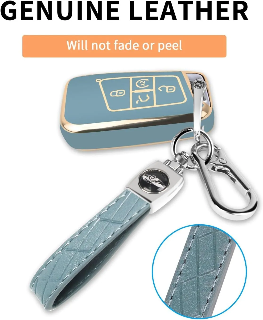 for Volkswagen Key Fob Cover with Keychain, Soft TPU Car Key Shell Case Holder for Atlas Golf Alltrack Atlas Jetta Passat Arteon Tiguan Smart 4 Button Remote Accessories, Blue