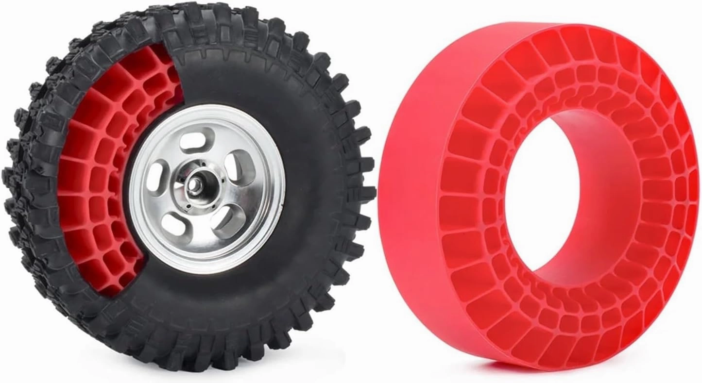 for Axial for SCX10 for Capra for TRX4 for BRX01 for TF2 for GEN8 for 1/10 RC Crawler 1.9" Wheel Tires Silica Gel Insert Foam Soft 108mm RC Car Parts(Red)