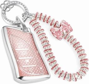 for Lexus Key Fob Cover with Fashionable Zirconia Wristlet KeyChain, Enchanting Diamond Patterns Soft Case for Lexus ES LC LS (2018-2022), (4 buttons) Fob Shell (Pink, B)