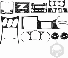 for Nissan 350Z 2003-2009 Black Real Soft Carbon Fiber Full car Interior Set 27 Pieces Sticker Decorative Cover car Interior Accessories
