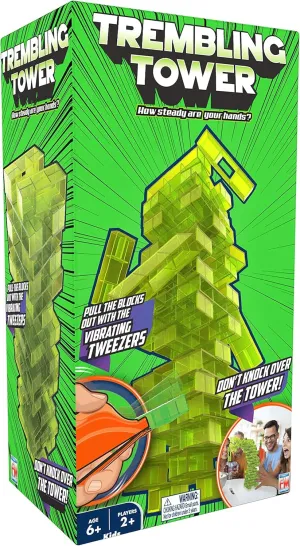 Fotorama Trembling Tower, The Ultimate Vibrating Stacking Game, Pull Blocks Out with Vibrating Tweezers, Extra Challenge, Precision & Fine Motor Skills, Keep Steady or Tumble Down, Players 2 ,Ages 6 