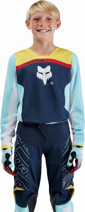 Fox Racing Youth 180 Motocross Dirt Bike Jersey, Light Blue Elevated, Large