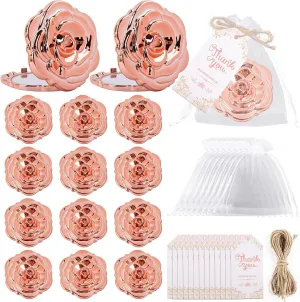Framendino, 20 Set Rose Compact Mirror Bulk Wedding Party Favors Including Portable Mini Shape Mirrors Thank You Tag White Organza Bag and Jute Twine for Bridal Shower Souvenirs