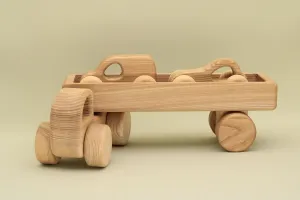 Free Shipping Natural Wooden Car with Trailer Set, Item ID BT74 SET2 : Eco-Friendly Gift with Montessori and Waldorf Educational Influence Lotes Toys Baby Gift