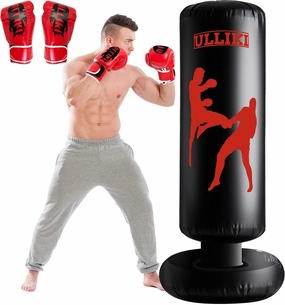 Freestanding Punching Bag for Adults with Gloves, Kick Boxing Bag with Stand for Adults, Blow up Punching Bag for Kids 12-14