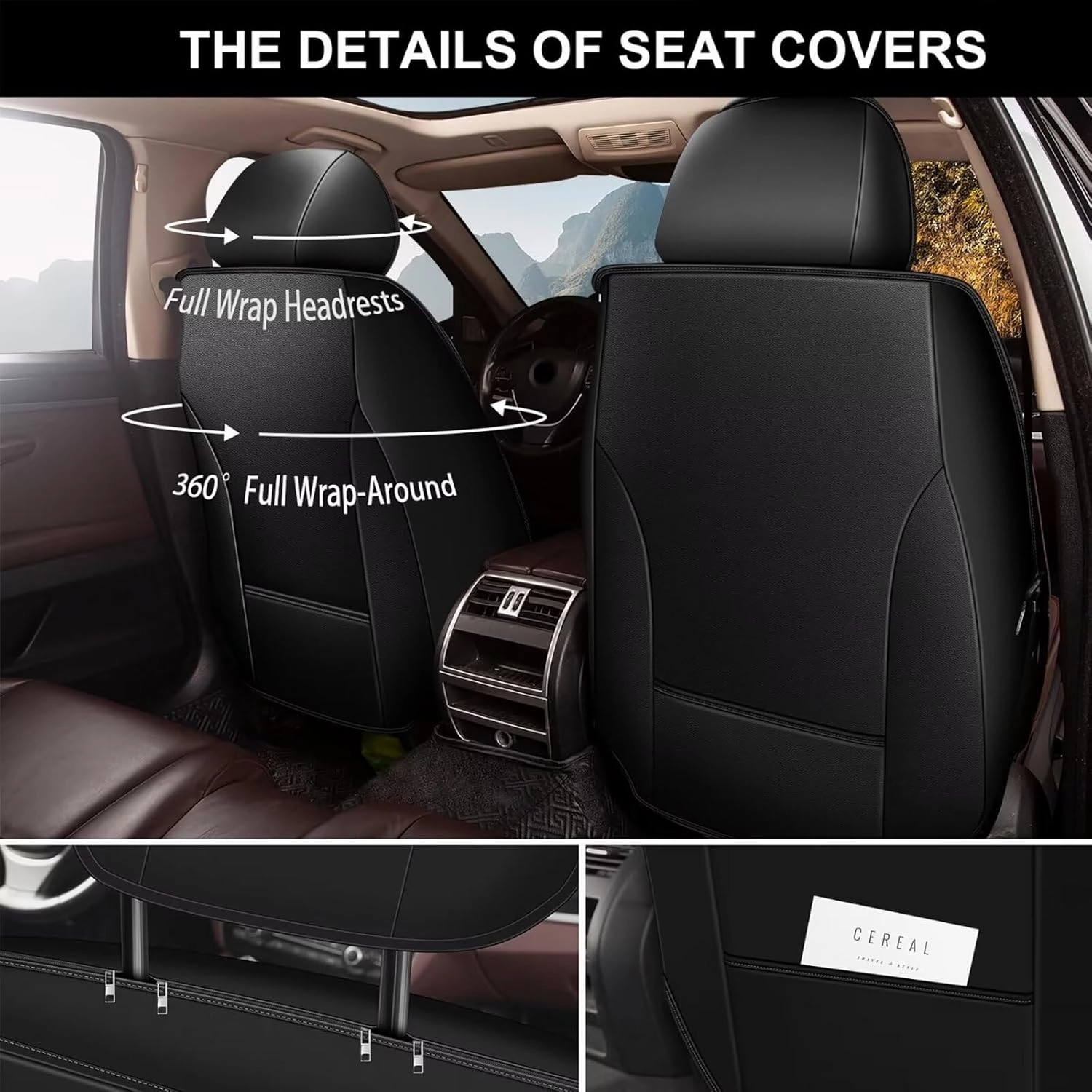 Front Seat Covers for Volkswagen VW Atlas 2018-2025: Faux Leather Car Seat Covers Automotive Seat Protectors Compatible with Airbag (Black & Beige)