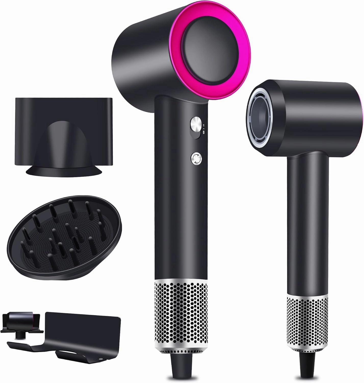 Fuchsia High-Speed Hair Dryer,110000 RPM,High Speed Brushless Motor,1600W Power with,300 Million Ionic Hair Dryer,Fast Drying,Low Noise Temperature Control,Diffuser,with Diffuse