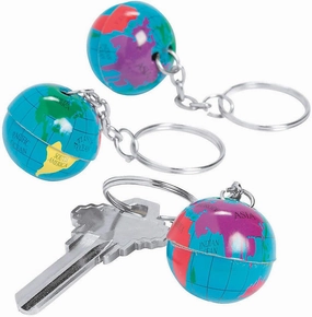 Fun Express World Globe and Map Key Chains - VBS Vacation Bible School Supplies/Decor (Bulk 144 pieces)