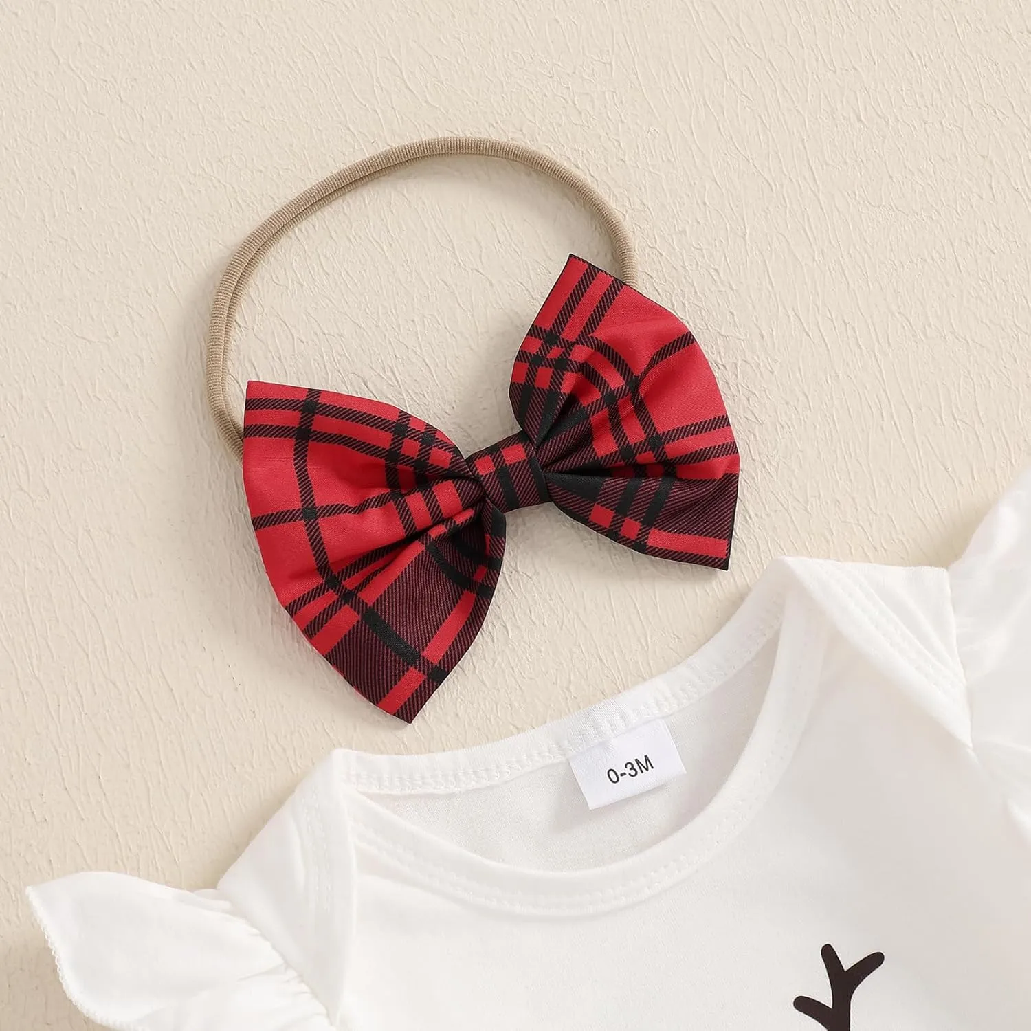 FYBITBO Newborn Baby Girl Christmas Outfits Cute Letter Romper Ruffle Plaid Skirt Dress Infant Christmas Outfit Clothes Set
