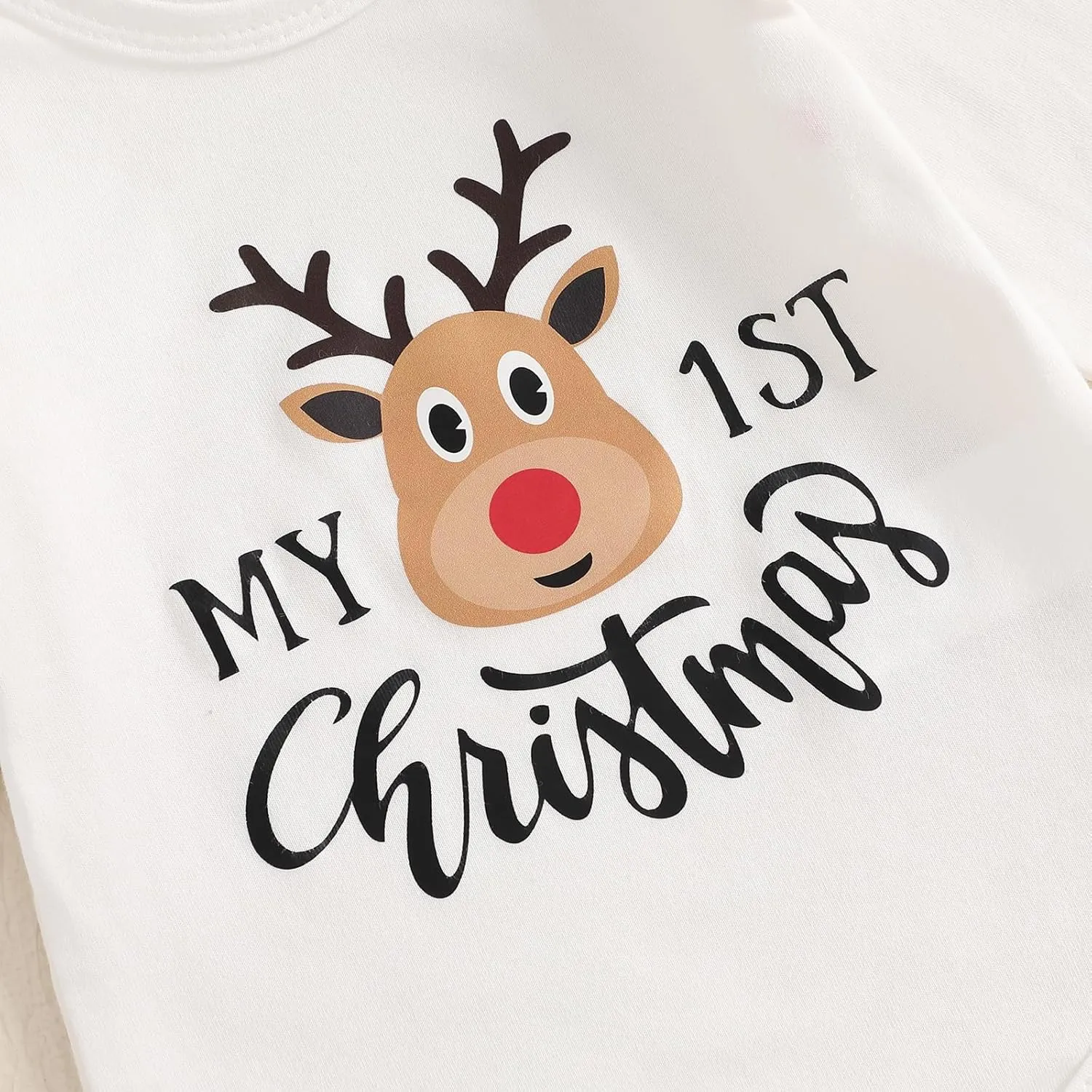 FYBITBO Newborn Baby Girl Christmas Outfits Cute Letter Romper Ruffle Plaid Skirt Dress Infant Christmas Outfit Clothes Set