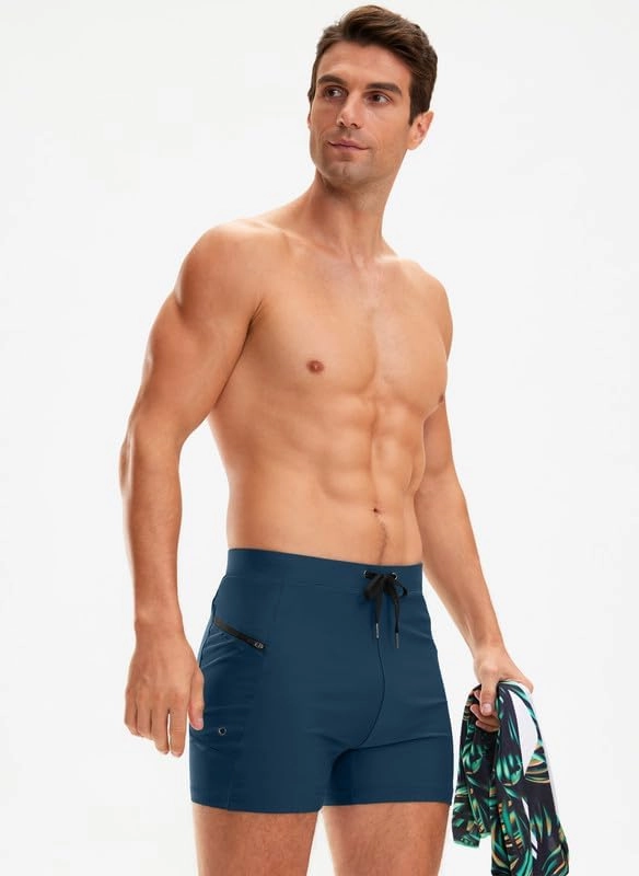 G Gradual Men's Swimsuit Trunks with Zipper Pockets Quick Dry Swimwear Bathing Suit Swim Briefs Board Shorts for Men