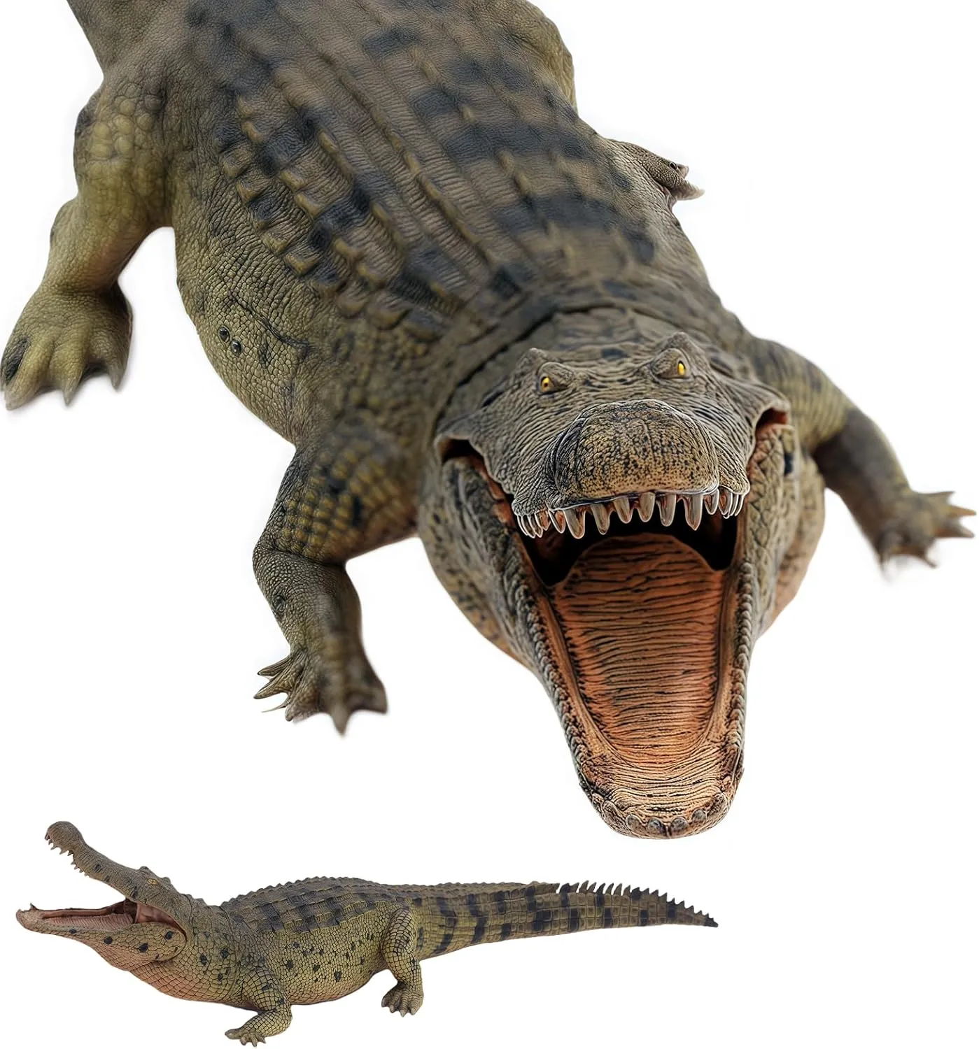 Gemini&Genius Giant Crocodile Toy, Large 15 Inches Length Realistic Alligator Action Figure Toy, Wildlife Aligator with Moveable Jaw Toy Gift, Display and Collectible Toy for Kids or Animal Collector