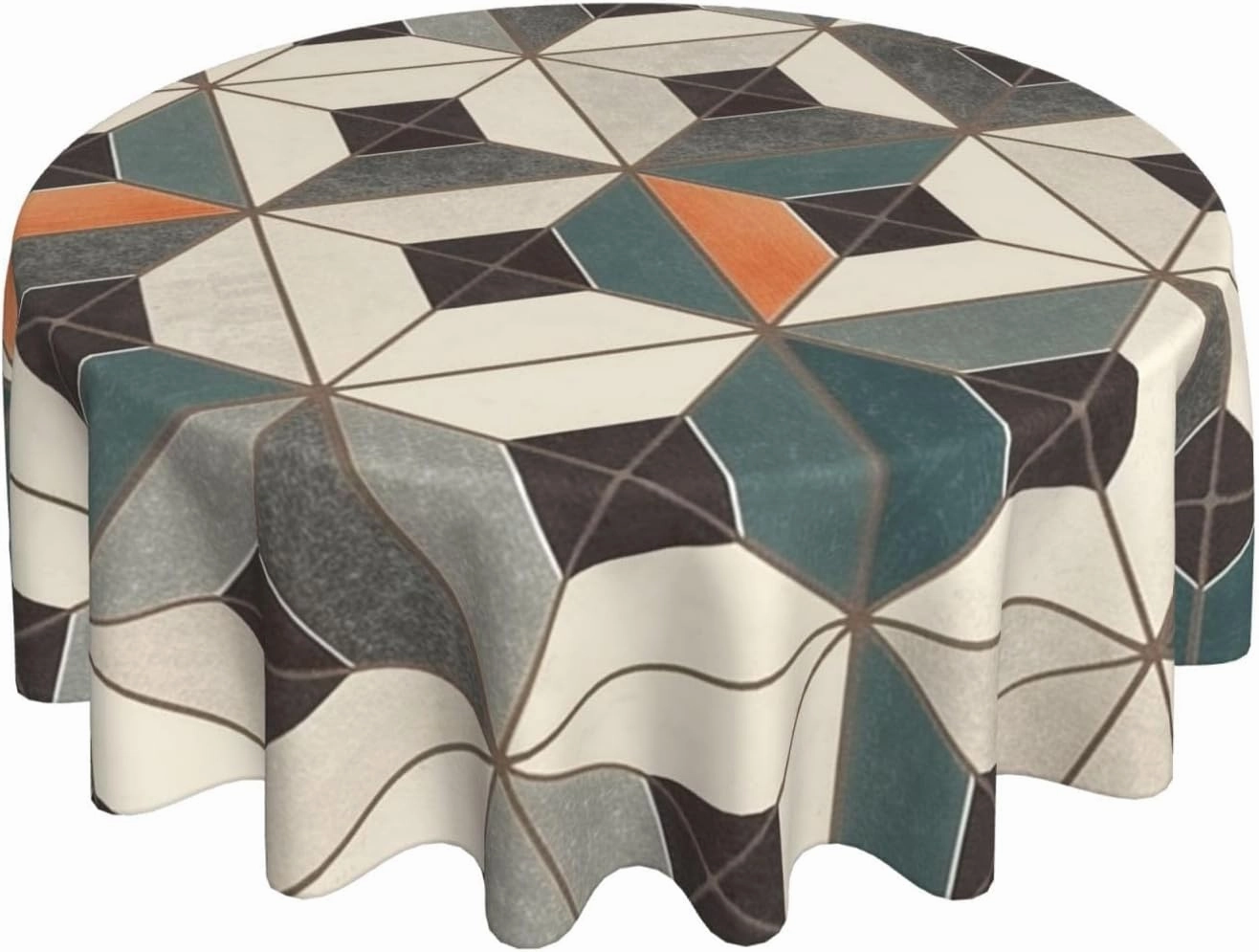 Geometric Tiles Print Tablecloth Spill-Proof Water Table Cloth Decorative Fabric Table Cover for Home Kitchen Indoor and Outdoor Dining Table 60 Inch