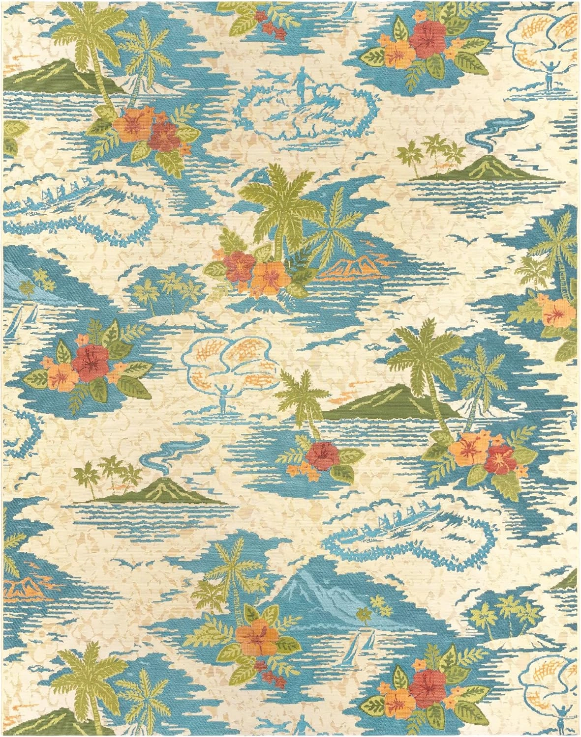 Gertmenian Premium Printed Indoor Outdoor Rugs by Reyn Spooner - 8x10 Ft Large, Soft, Durable, & Washable Tropical Rugs for Deck, Patio or Living Room - Pacific Paradise, Multi