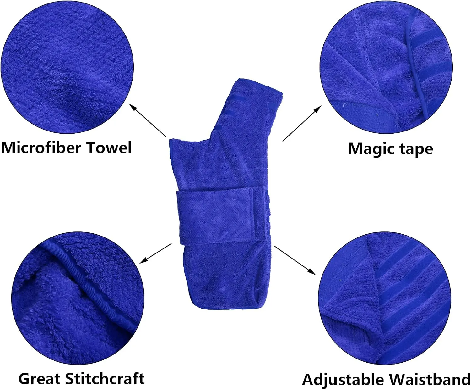 Geyecete Pineapple Grid Fast Drying Super Absorbent Dog Cat Bath Robe Towel - Blue-M