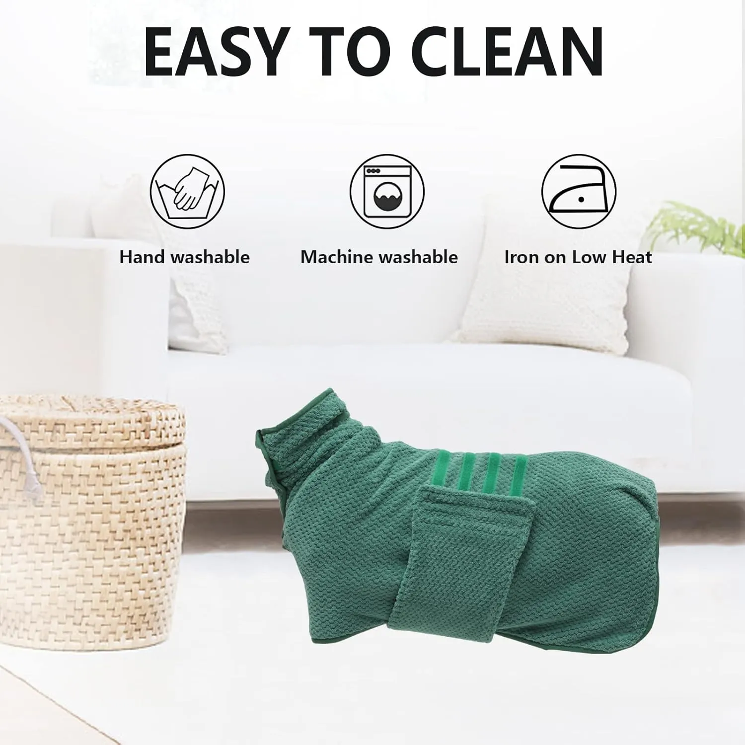 Geyecete Pineapple Grid Fast Drying Super Absorbent Dog Cat Bath Robe Towel - Green-M