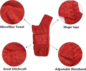 Geyecete Pineapple Grid Fast Drying Super Absorbent Dog Cat Bath Robe Towel - Red-M