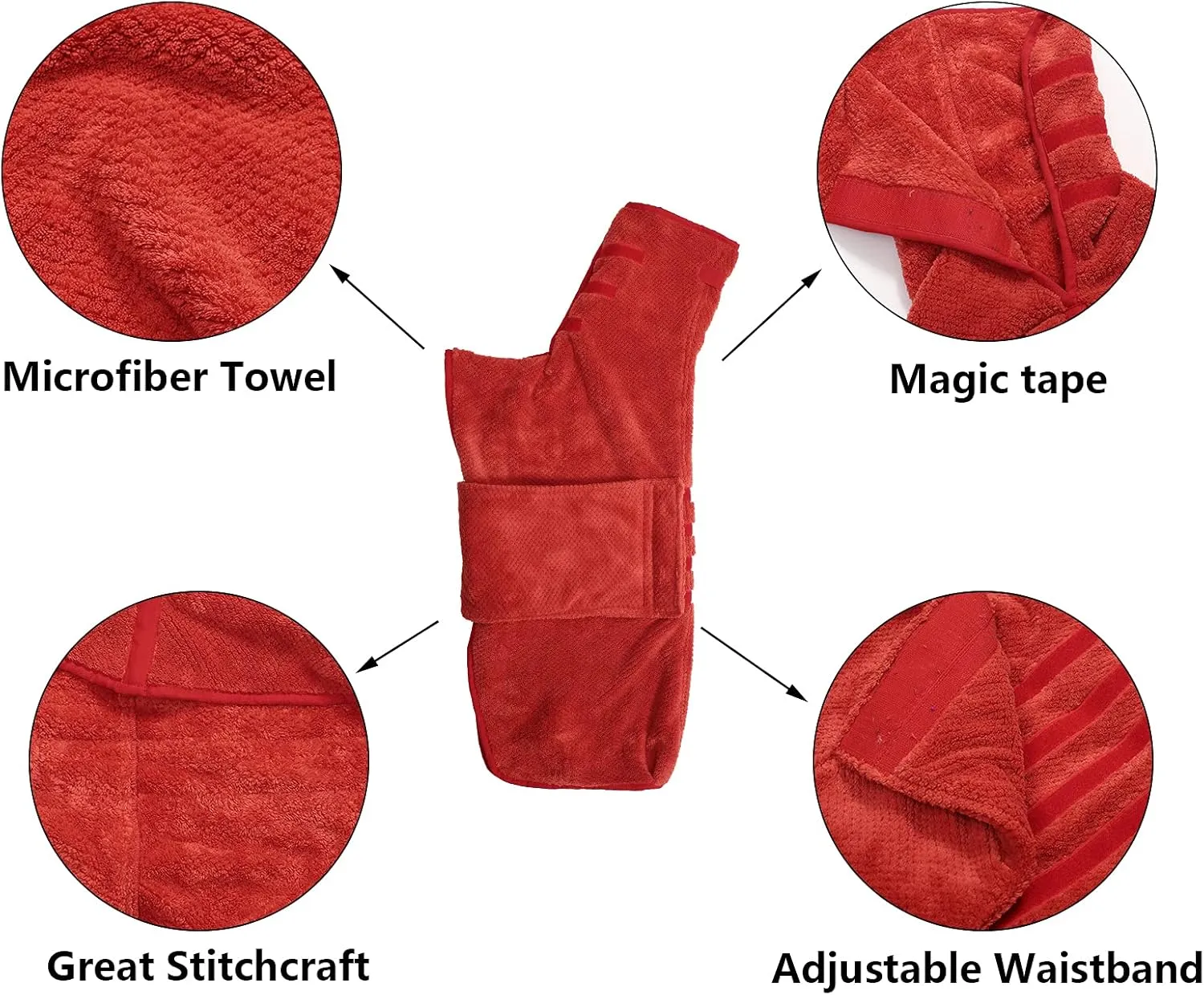 Geyecete Pineapple Grid Fast Drying Super Absorbent Dog Cat Bath Robe Towel - Red-M