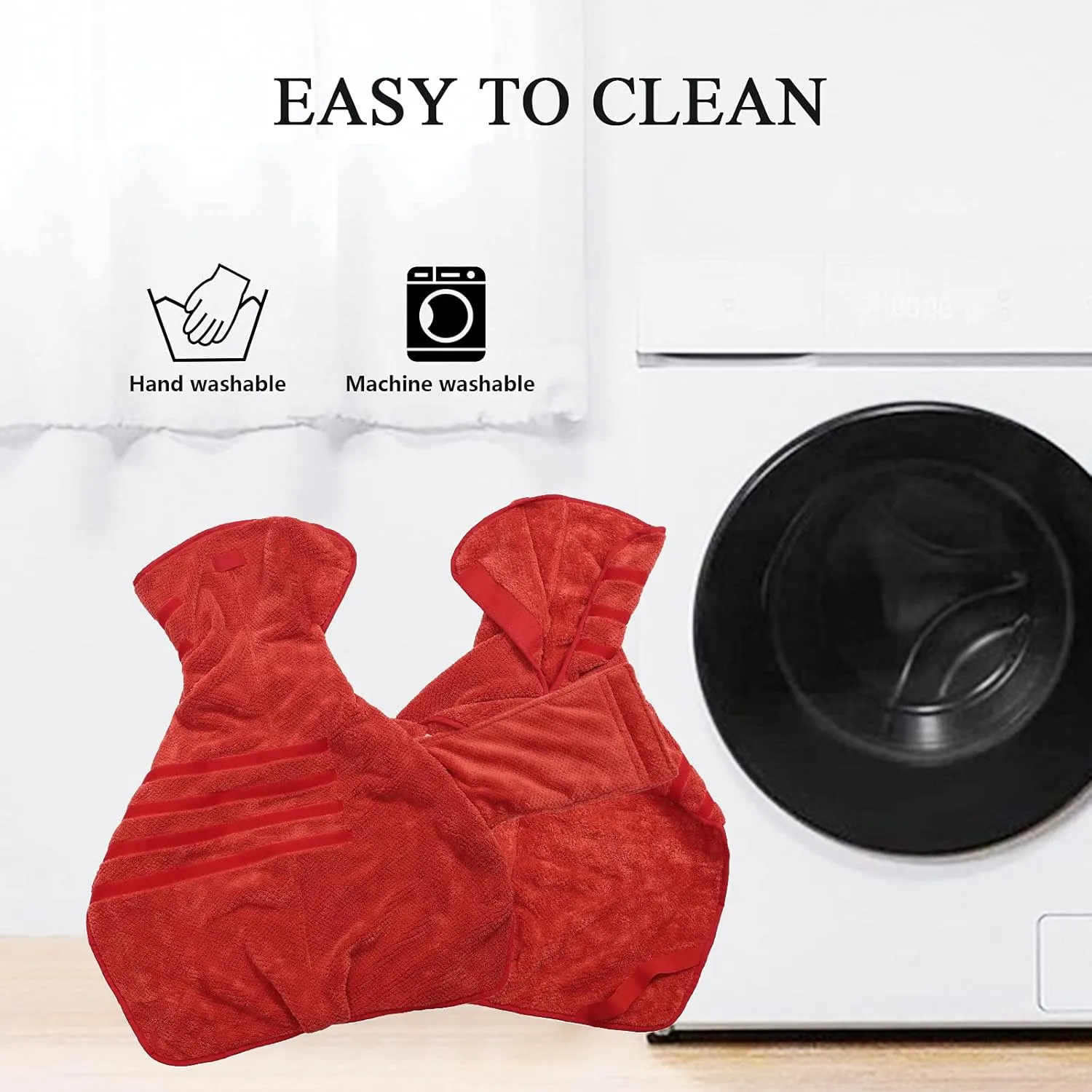 Geyecete Pineapple Grid Fast Drying Super Absorbent Dog Cat Bath Robe Towel - Red-M
