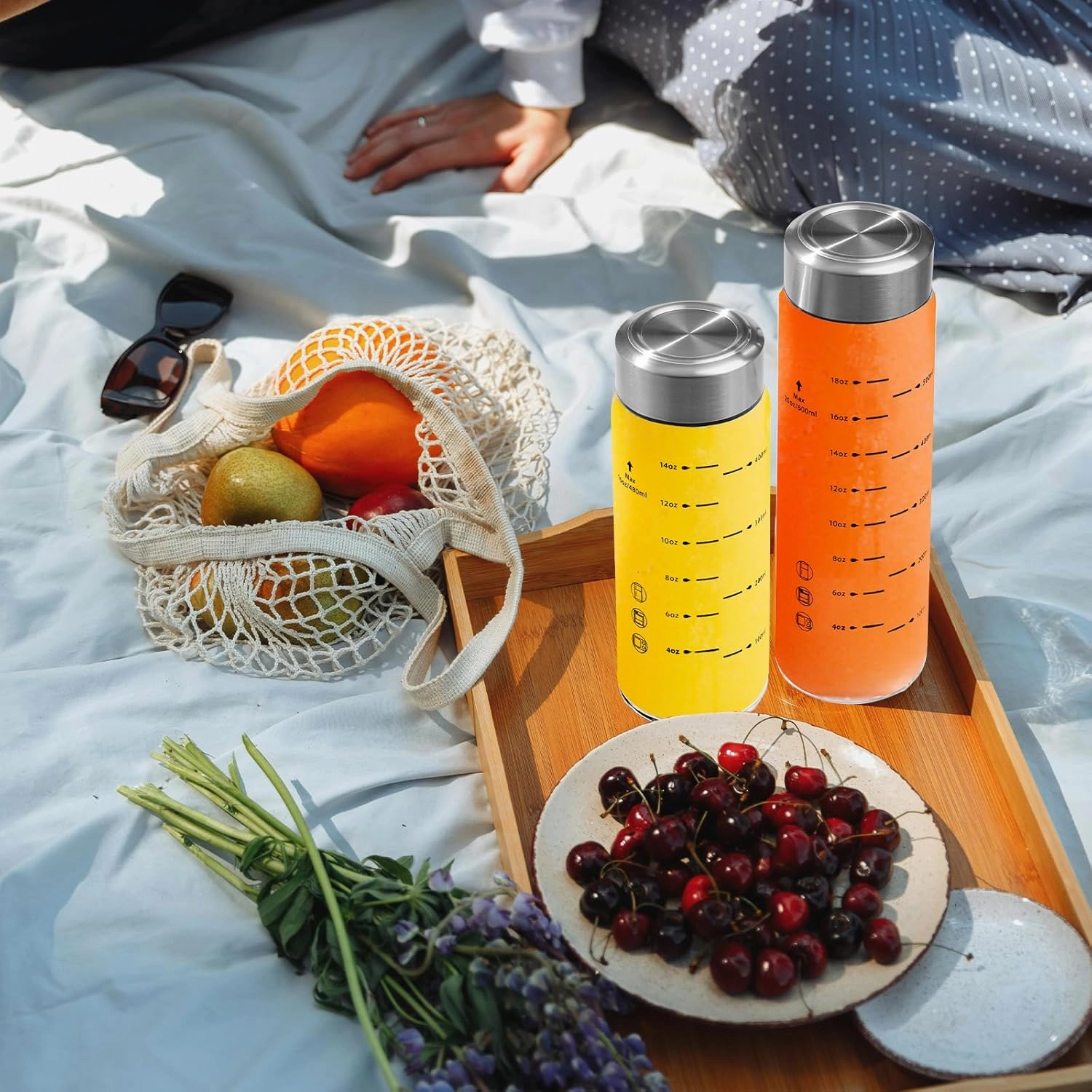 Glass Juice Bottles 6 Pack 16 oz - Wide Mouth Glass Water Bottles with Lids - Borosilicate,Stainless Steel Lids for Juicing, Smoothies, Infused Water, Beverage Storage, Leakproof, Reusable, BPA Free