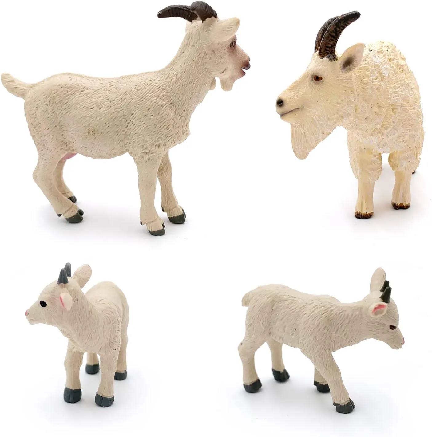 Goat Figurines 4Pcs Animal Toy Set - Sheep Toys, Farm Animal Decor for Kids, Perfect for Gifts, Party Favors
