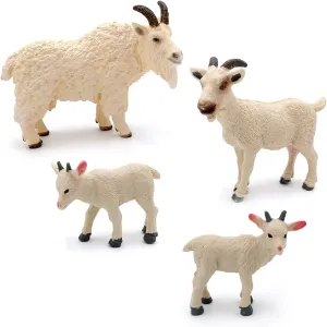 Goat Figurines 4Pcs Animal Toy Set - Sheep Toys, Farm Animal Decor for Kids, Perfect for Gifts, Party Favors