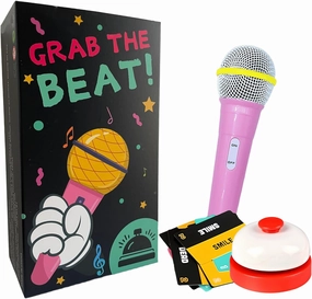 Grab The Beat! - 125 Lyric Cards, Prop Mic, for 2-10 Players - Ideal for Game Nights & Gifts