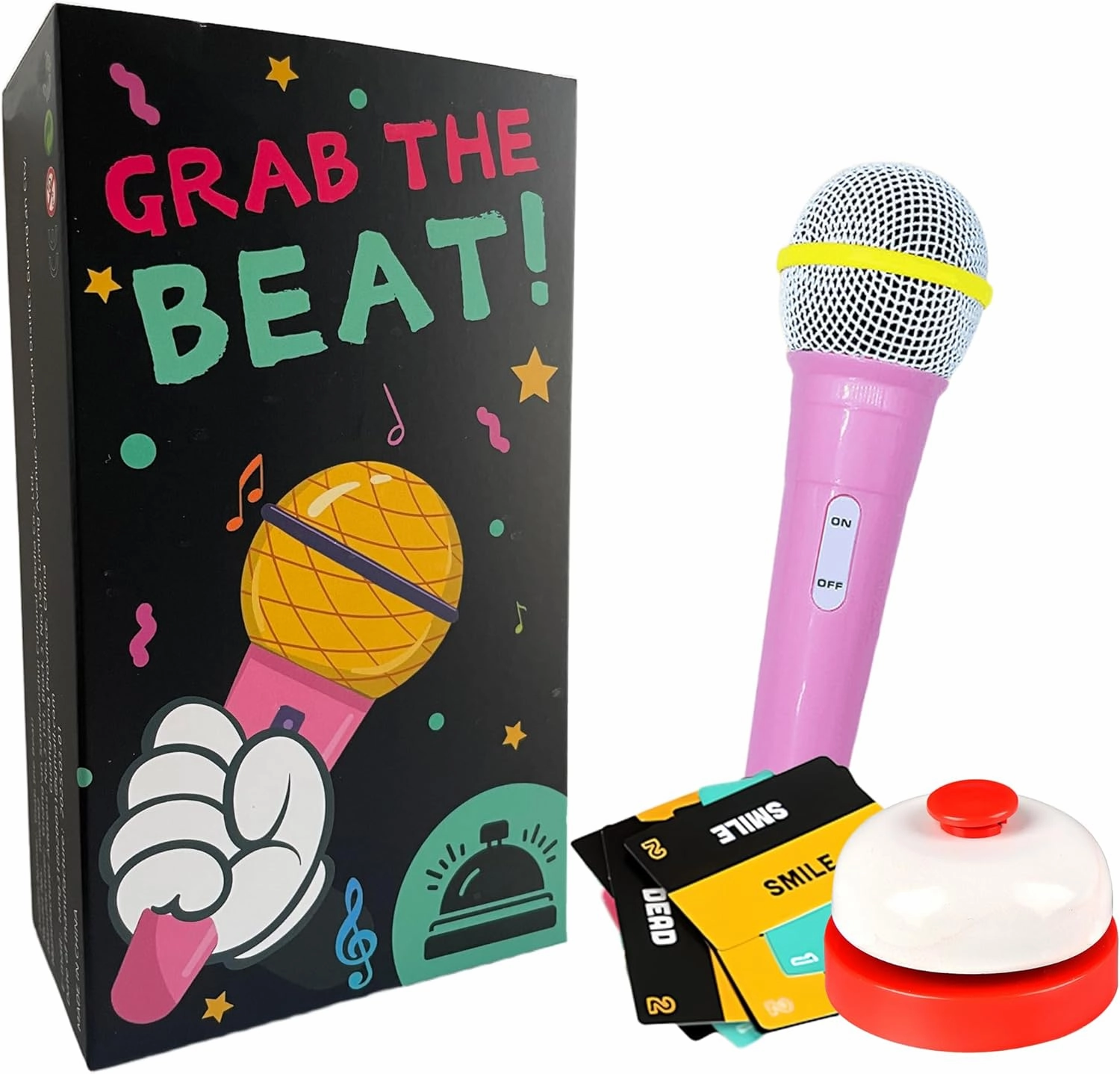 Grab The Beat! - 125 Lyric Cards, Prop Mic, for 2-10 Players - Ideal for Game Nights & Gifts