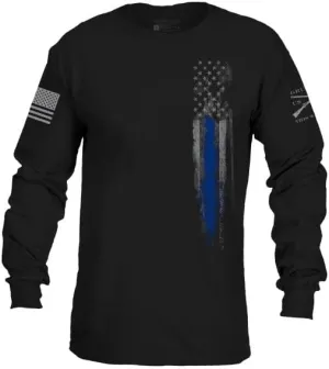 Grunt Style Blue Line Flag Long Sleeve Men's T-Shirt