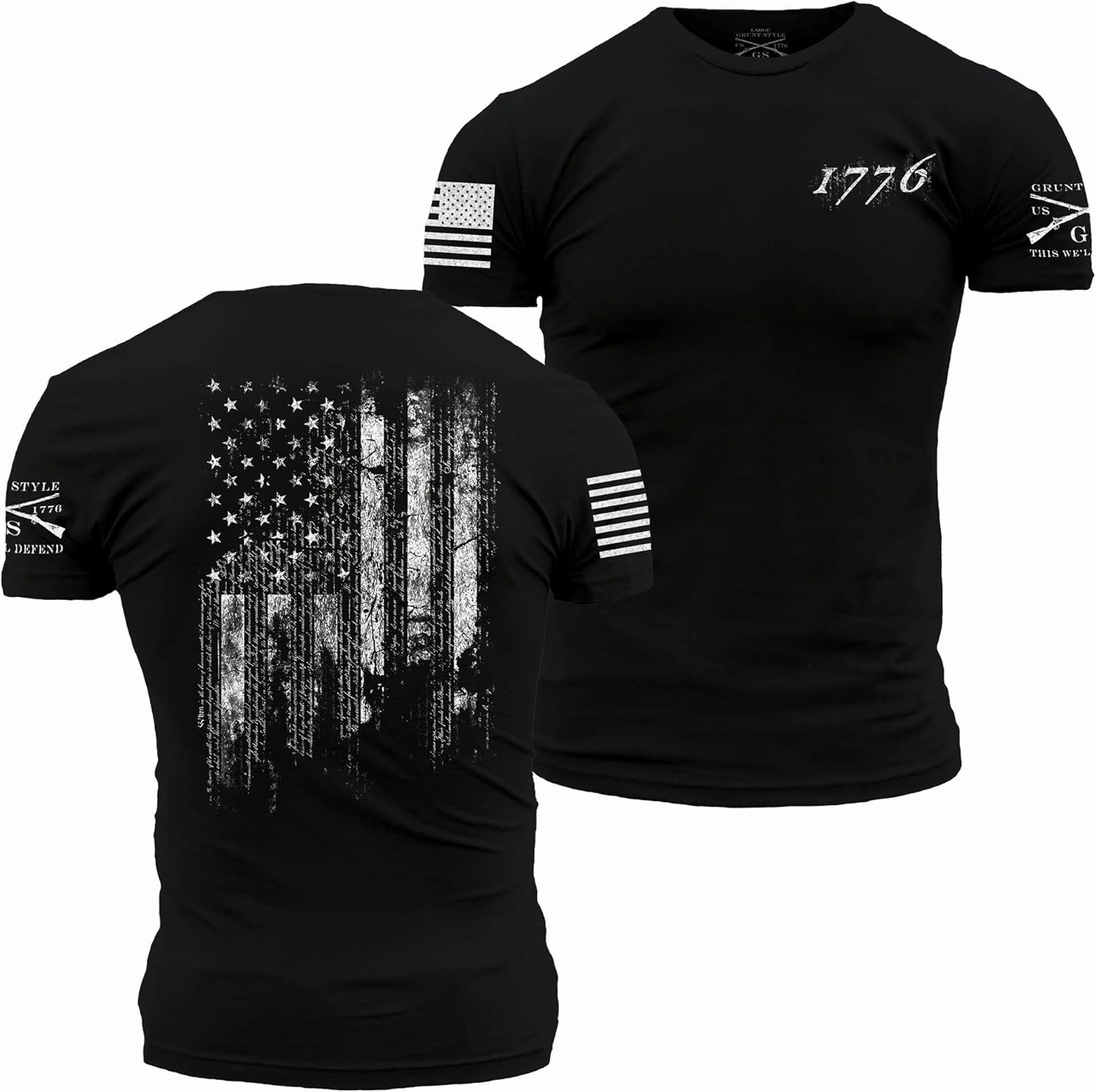 Grunt Style 1776 Flag Men's T-Shirt (Black, XXXX-Large)