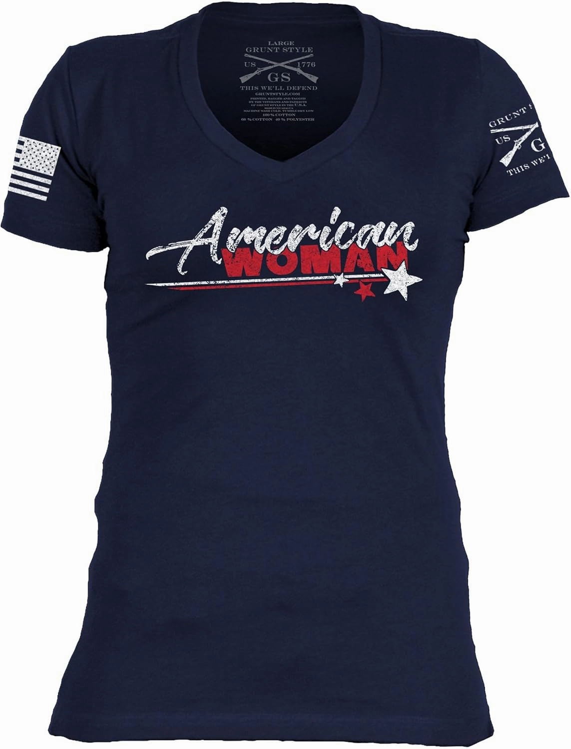 Grunt Style American Woman Women's V-Neck T-Shirt