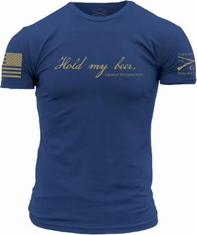Grunt Style Hold My Beer Men's T-Shirt (Cool Blue, XXX-Large)