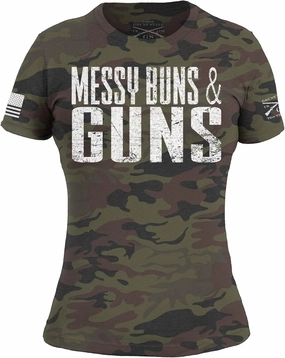 Grunt Style Messy Buns & Guns - Women's T-Shirt