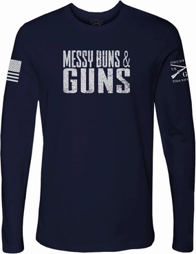 Grunt Style Messy Buns & Guns Women's Long Sleeve T-Shirt