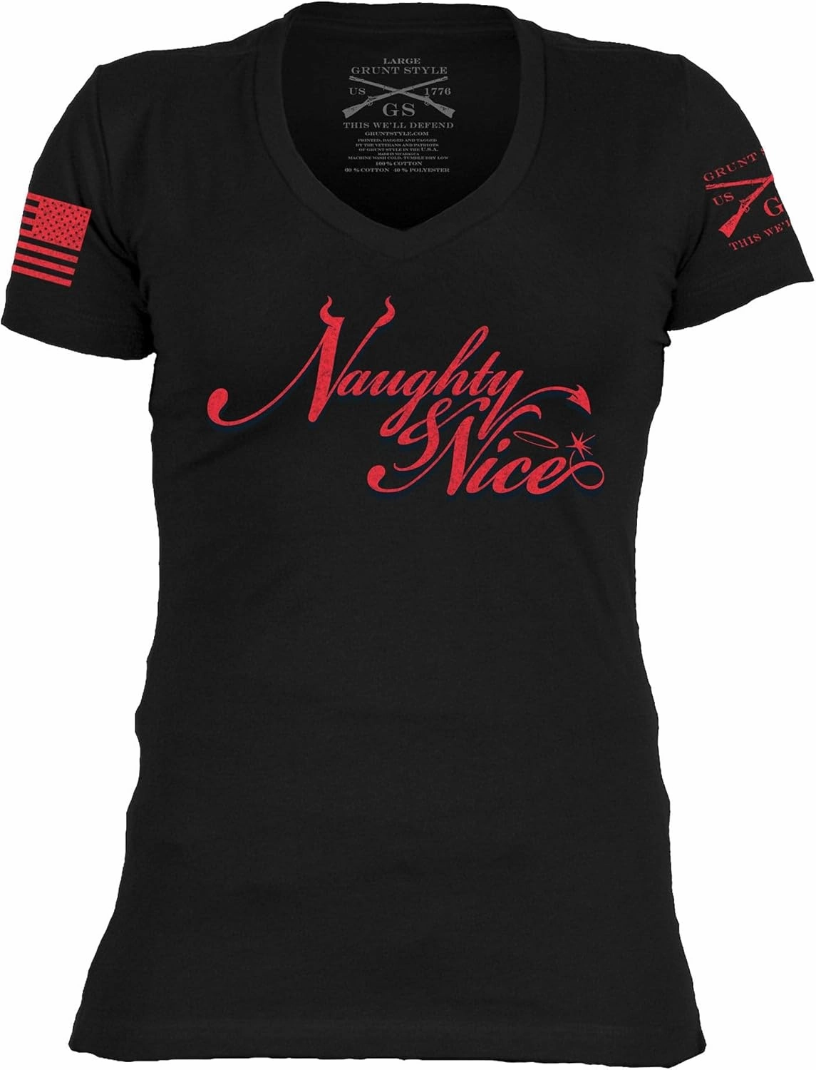 Grunt Style Naughty and Nice Women's V-Neck T-Shirt