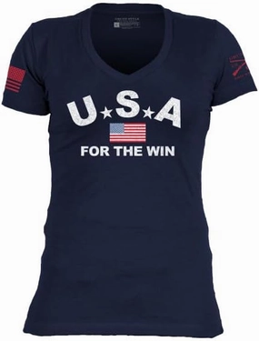 Grunt Style USA for The Win Women's V-Neck T-Shirt